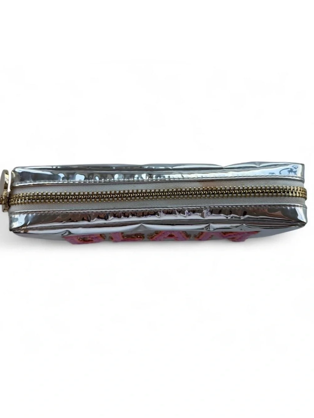 STONEY CLOVER LANE “GLAM” Embroidered Metallic Cosmetic Pouch